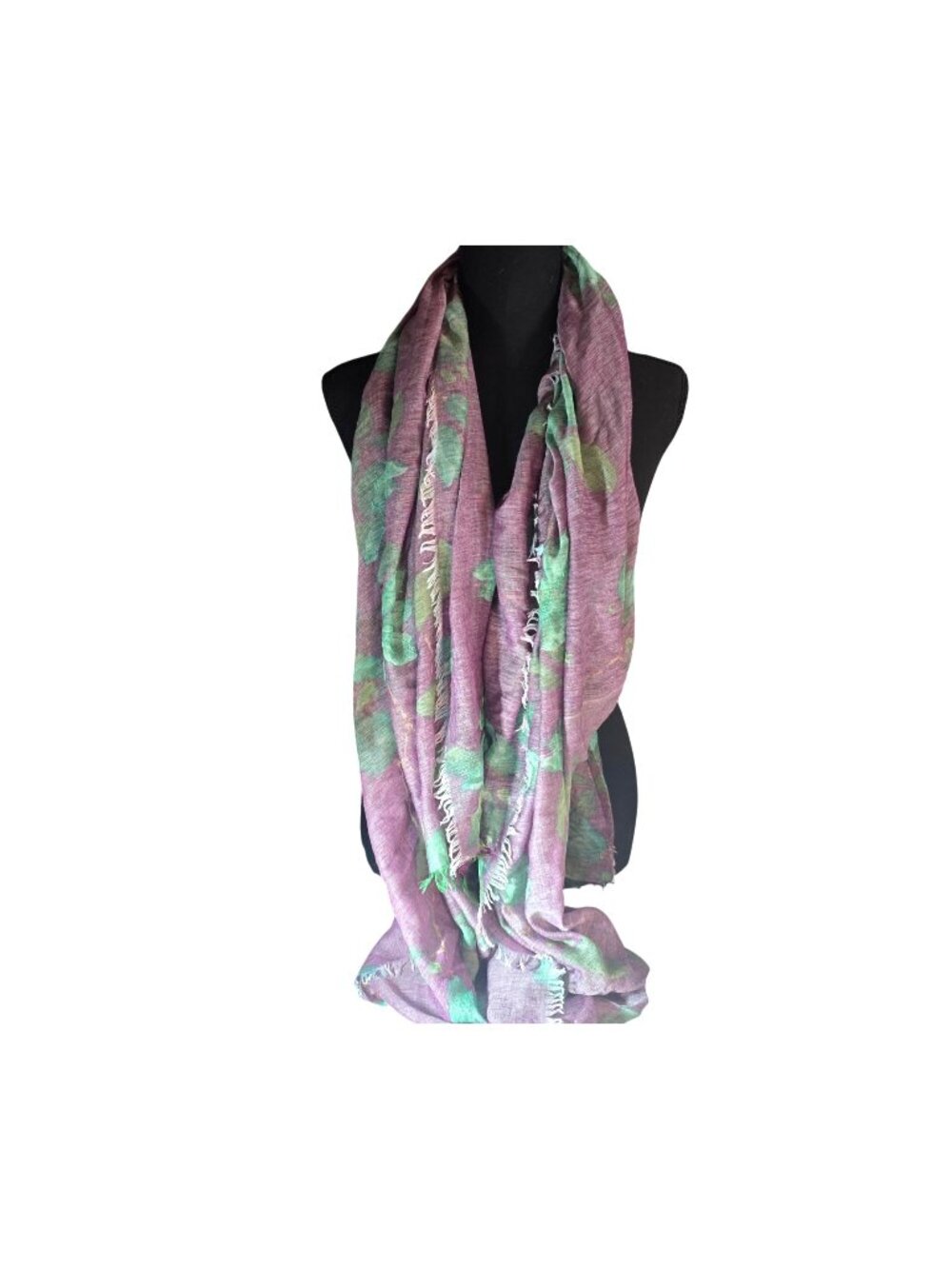 Diwali Paris Lavender Green Floral Scarf Sequins Lightweight Wrap Boho